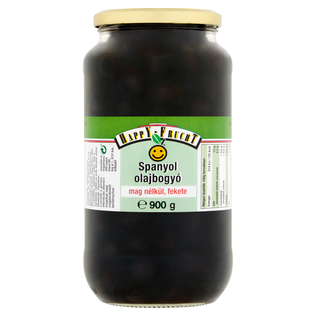 Happy Frucht Fekete Spanyol Olajbogyó Mag Nélkül 900 g