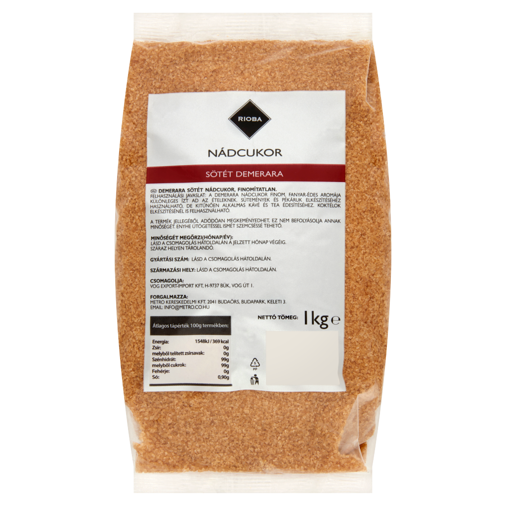 RIOBA Sötét Demerara Nádcukor 1 kg