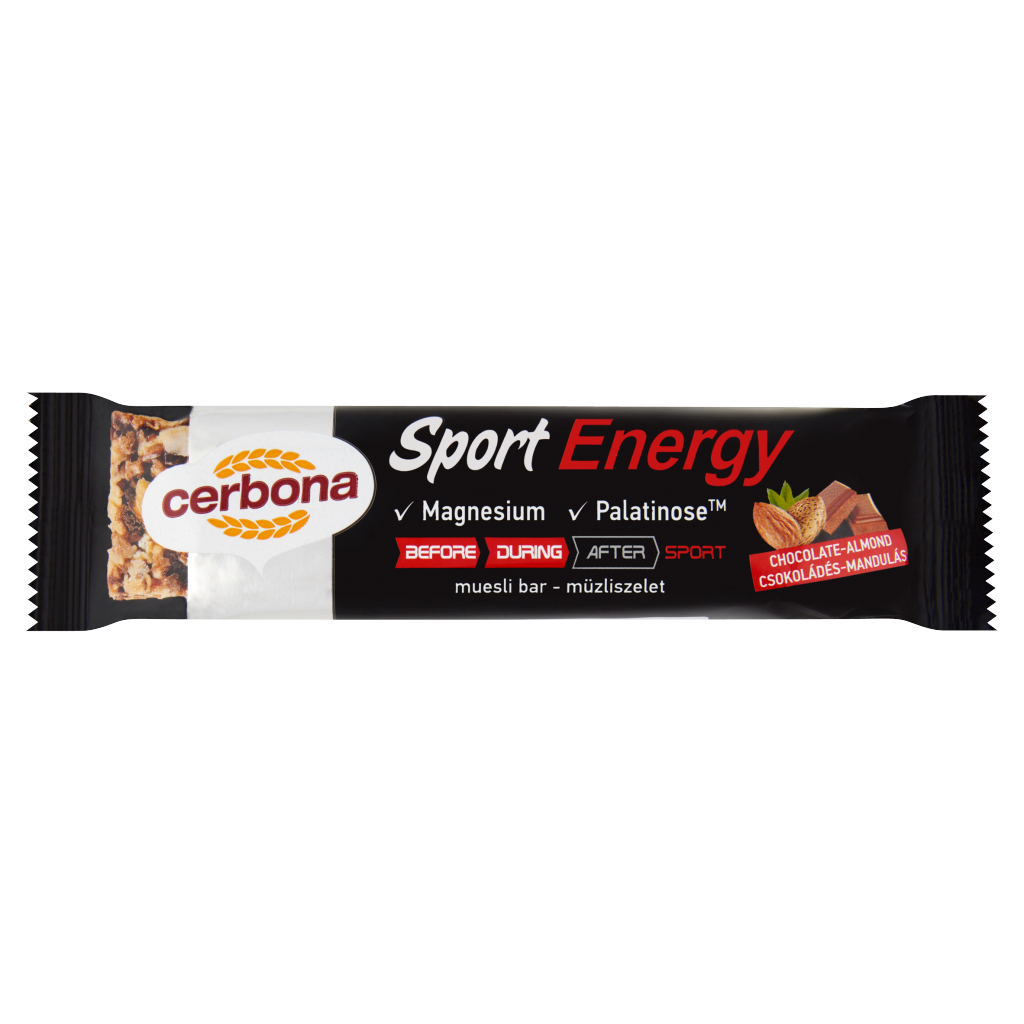 Cerbona Energy csokoládés-mandulás müzliszelet, magnéziummal 35 g
