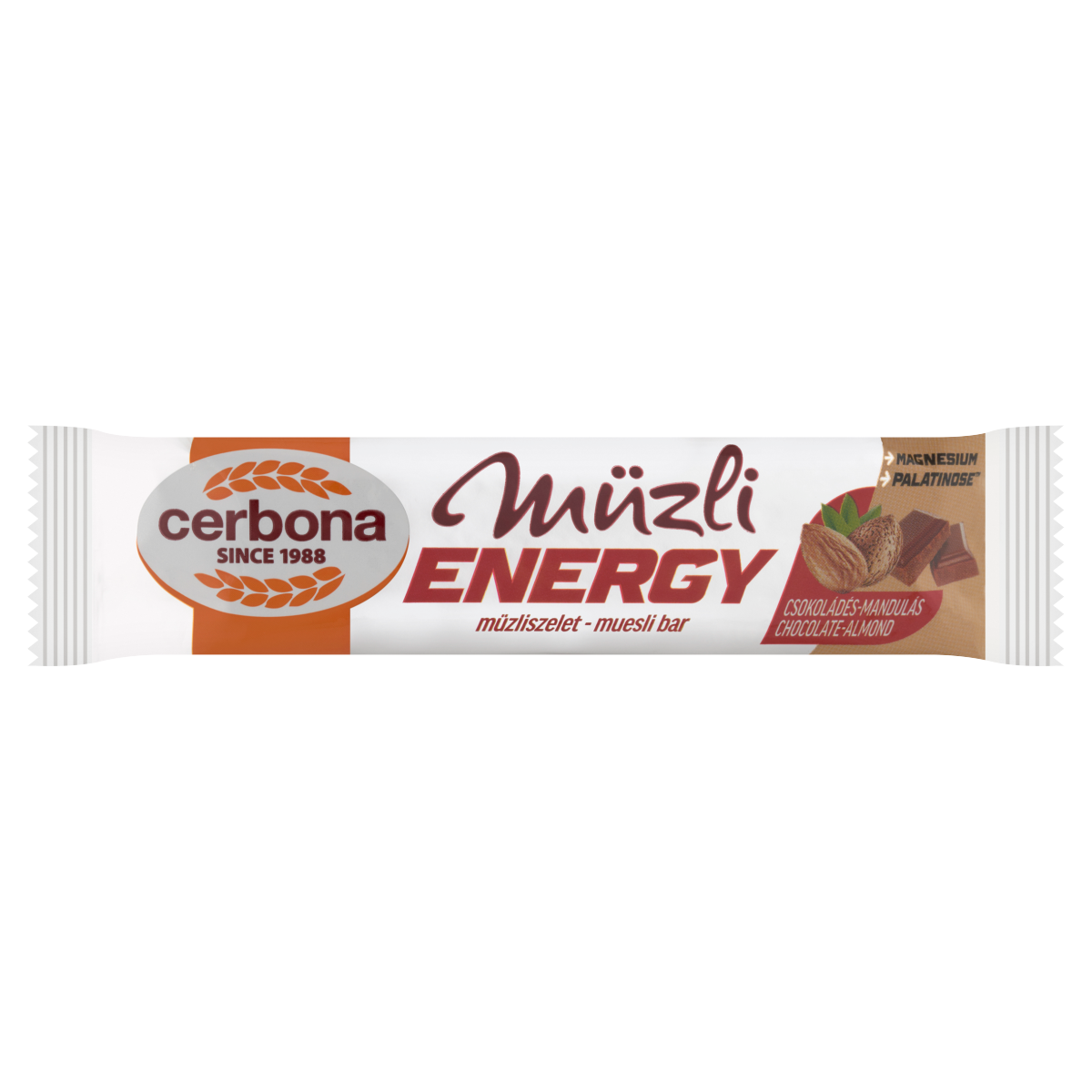 Cerbona Energy csokoládés-mandulás müzliszelet, magnéziummal 35 g
