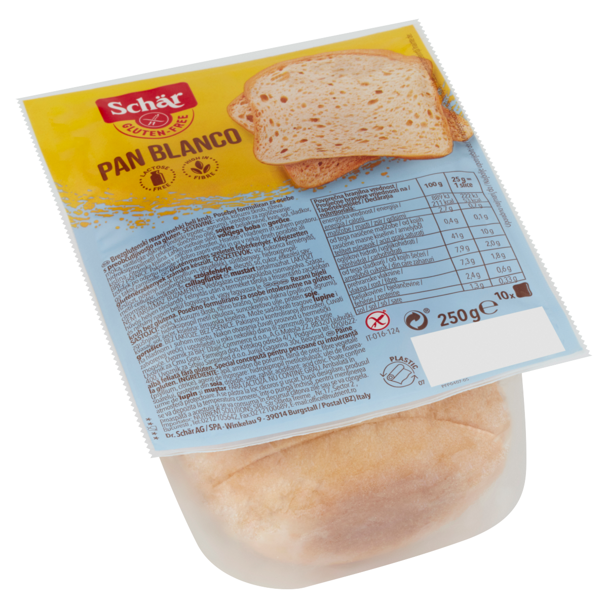 Schär Gluténmentes Szeletelt Fehérkenyér 250 g