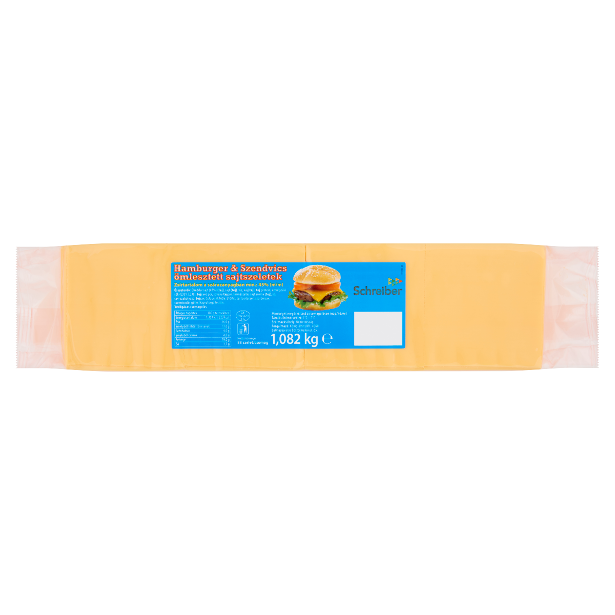 SCHREIBER Hamburger & Szendvics Ömlesztett Sajtszeletek 1,082 kg